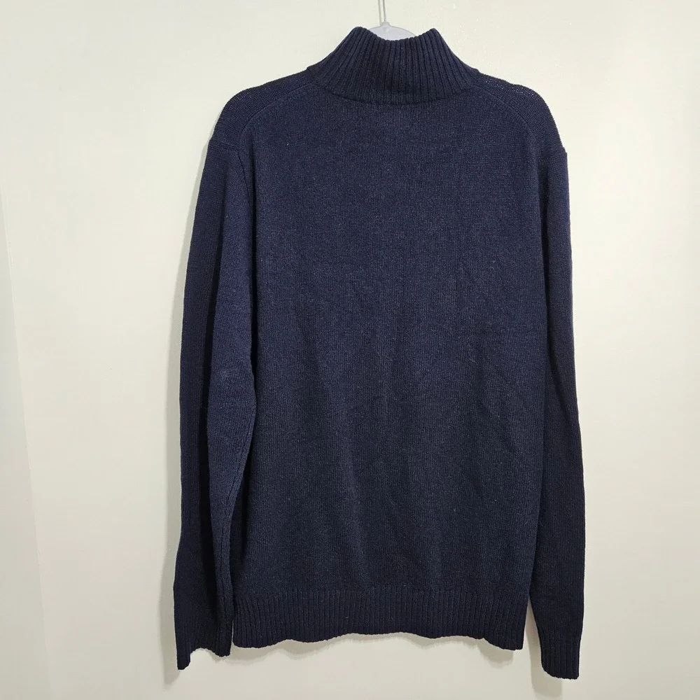 J Crew Mens 100% Lambswool Sweater Half Zip Pullover Blue L Tall